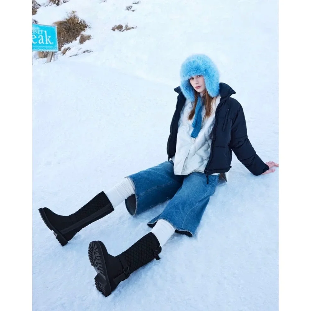 VIVAIA Wool Biker Boots with Round Toe and Mid-Height Sole Black EU/43 US/11‎